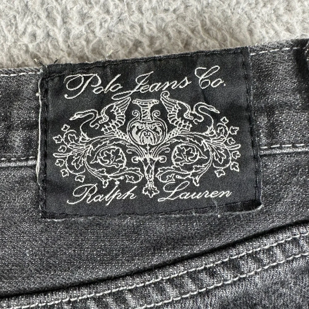 Y2K Polo Jeans Co Ralph Lauren Women 10 Bootcut Pintuck Faded Black Grunge Indie